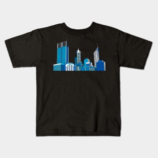 Blue Perth Skyline Kids T-Shirt